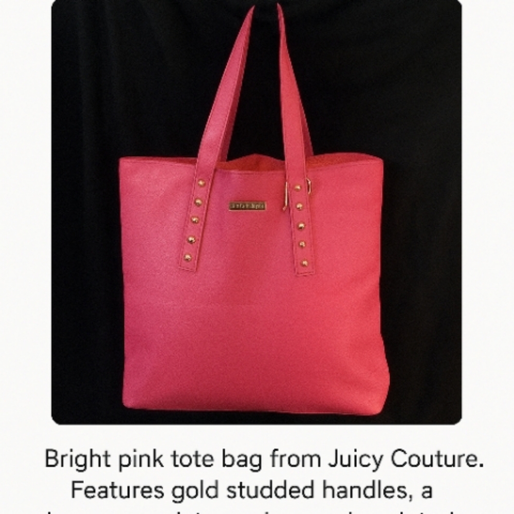 JUICY COUTURE Hot Pink Studded Tote Bag